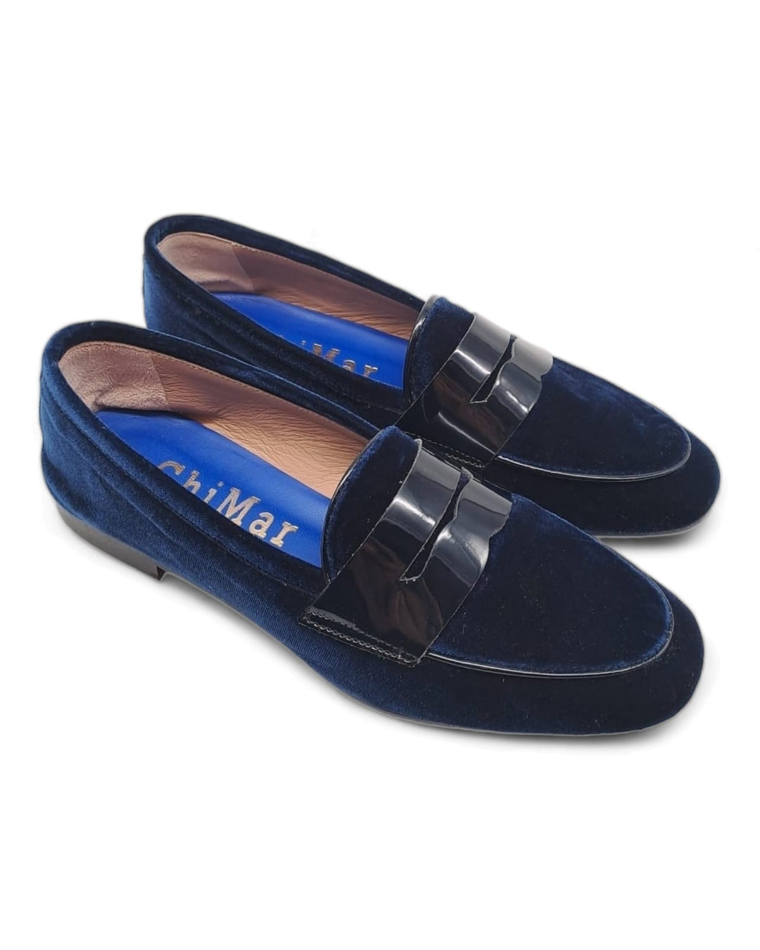 Mocassino Velluto Blu  / Vernice Blu