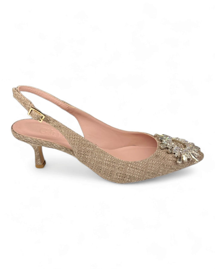 Slingback  Rafia Beige Crystal