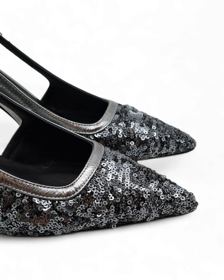 Slingback T 7,5  Paillettes Acciaio