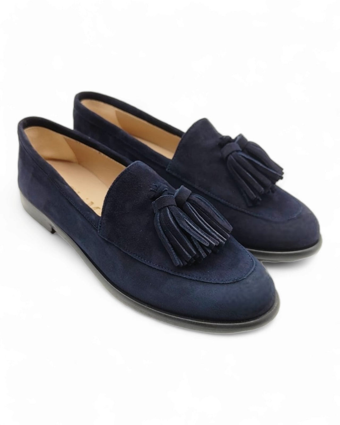 Manal Tassel Moccasin Blue Suede