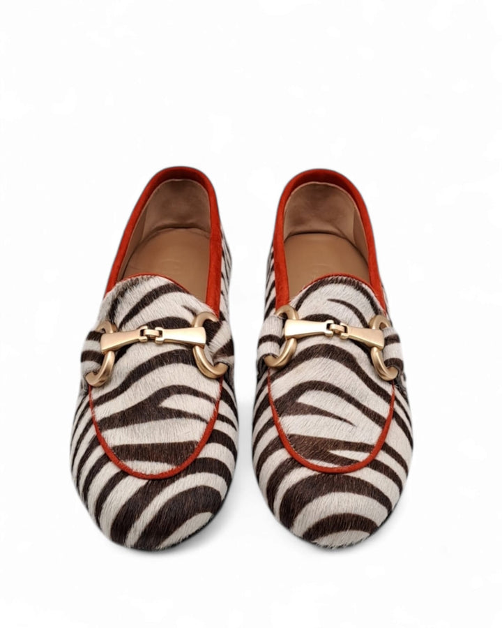 Mocassino Cavallino Zebra Moro/ Rosso