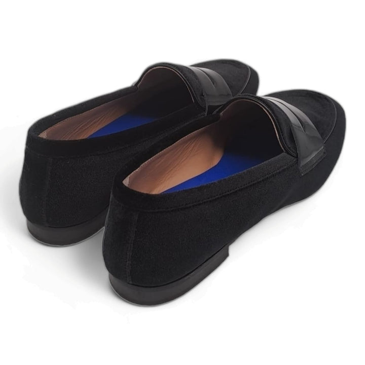 Black Velvet / Black Patent Moccasin