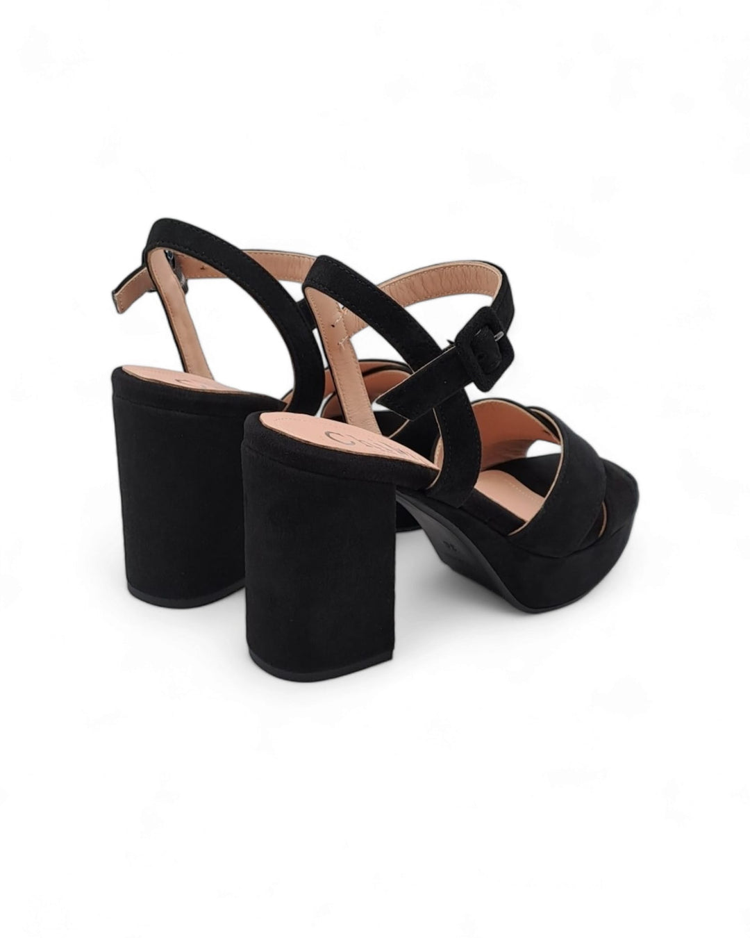 Black Suede Cross Plateau Sandal