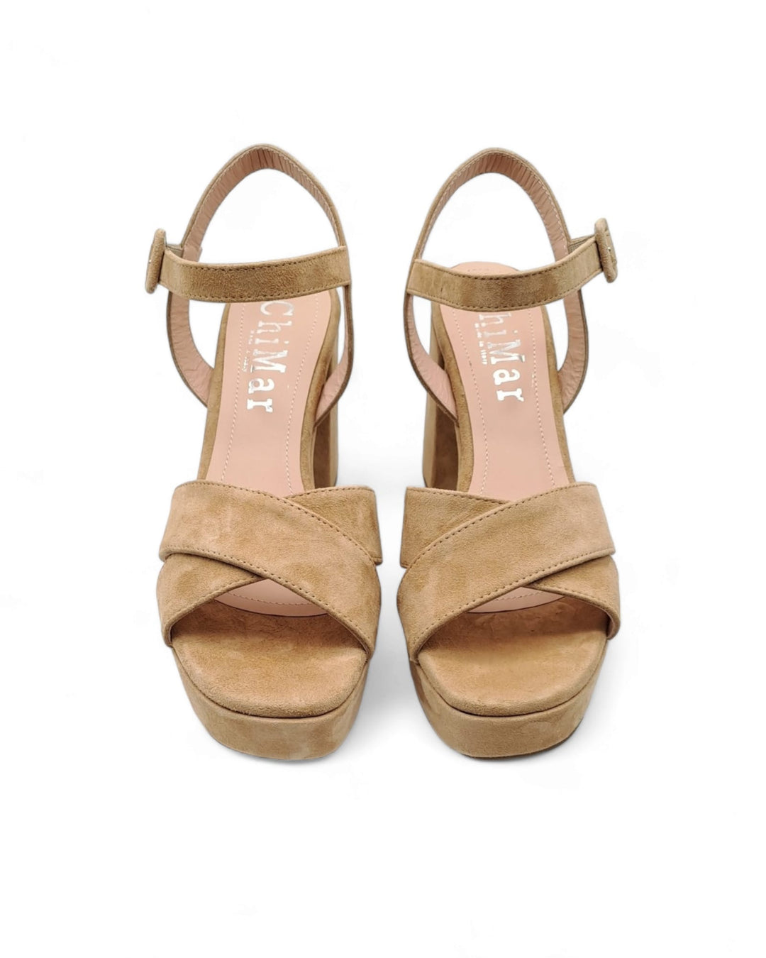 Wood Suede Plateau Cross Sandal