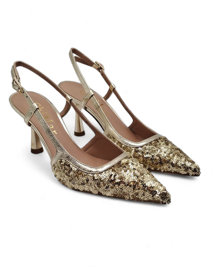 Slingback T 7,5  Paillettes Platino