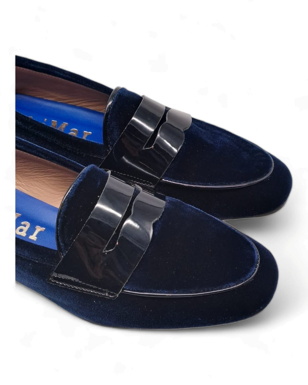 Blue Velvet Moccasin / Blue Patent