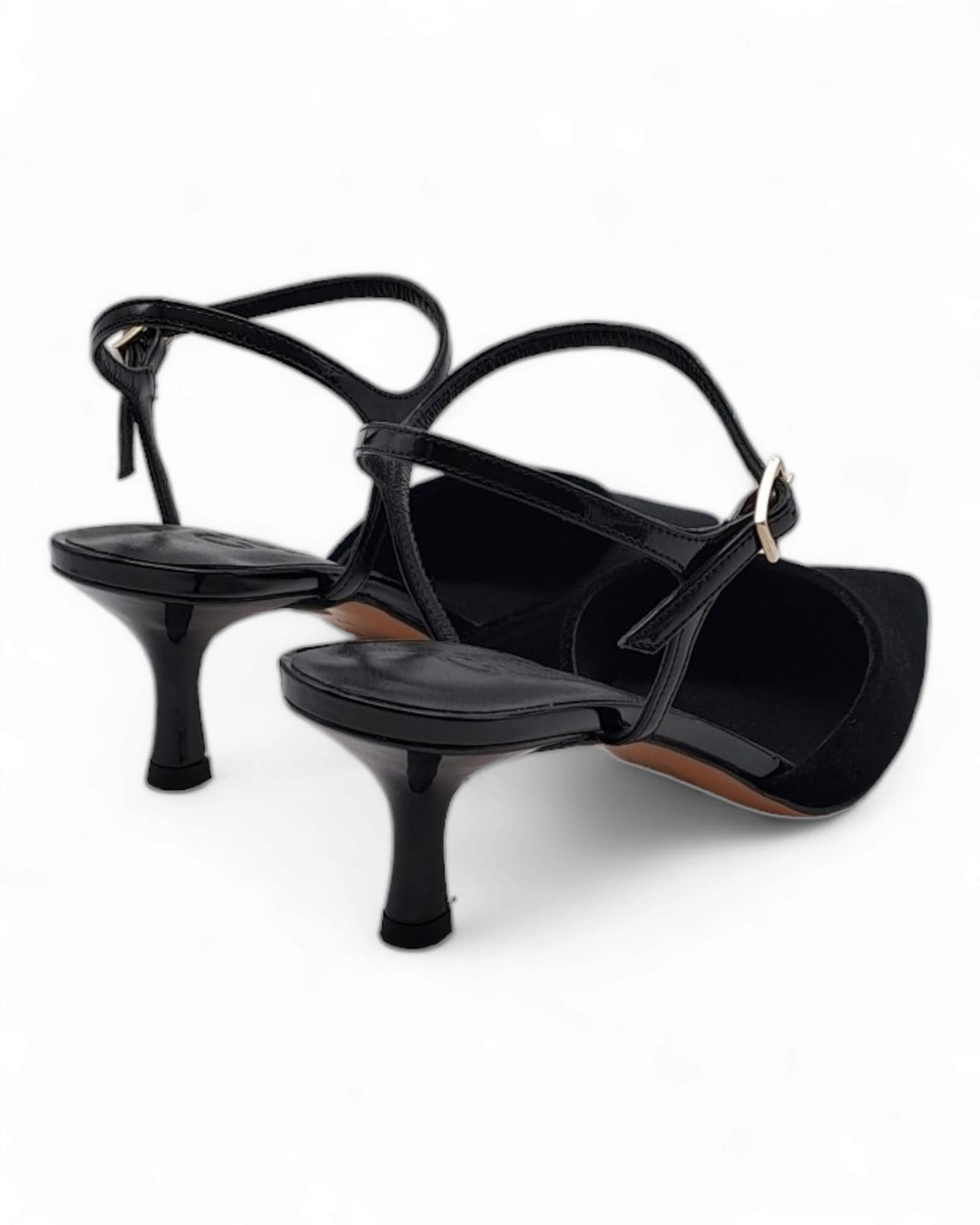 Slingback T5,5 velluto nero  / vernice