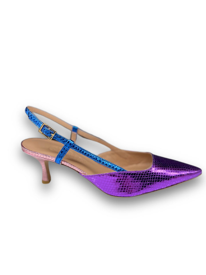 Slingback T5,5 Stampa Viola/Bluette/Rosa