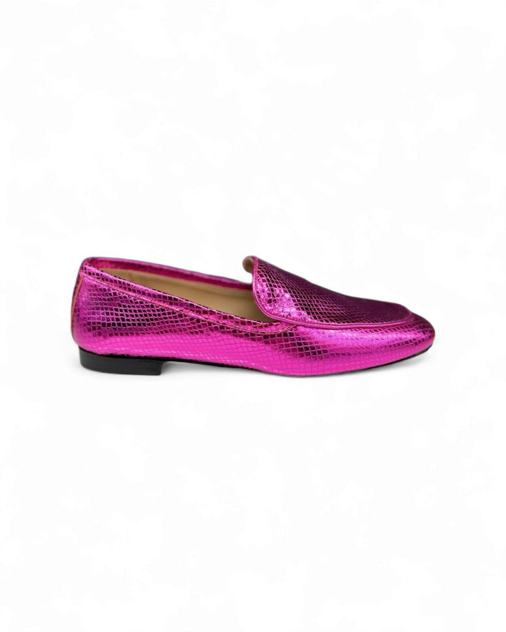 Mocassino Pelle lam. stampa  Pit. fucsia