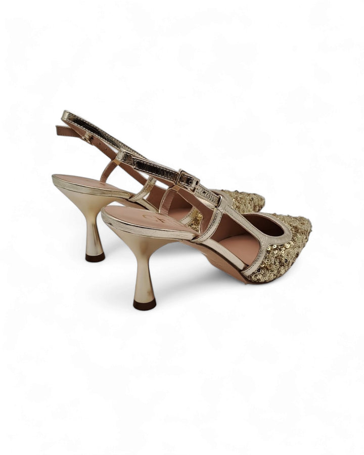 Slingback T 7,5  Paillettes Platino