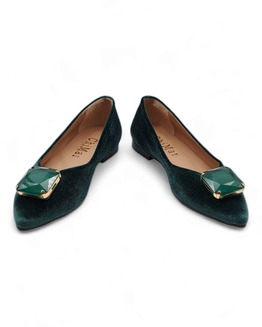 Crystal Green Velvet Ballerina