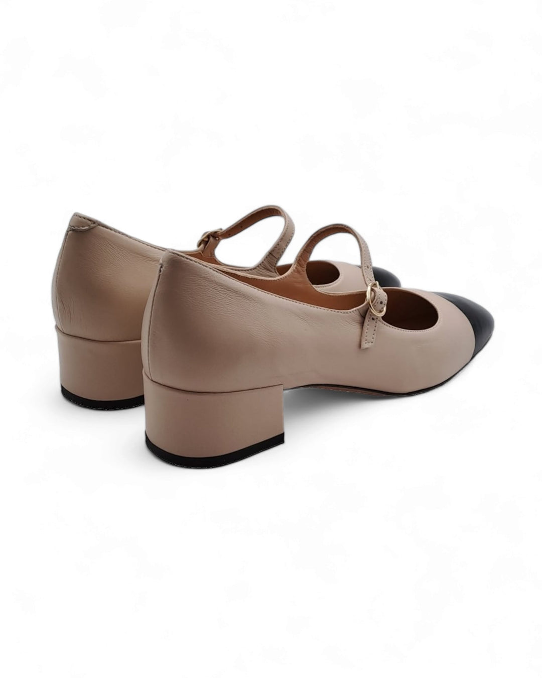 Ballerina Bicolor Cinturino  Nappa nero / Beige