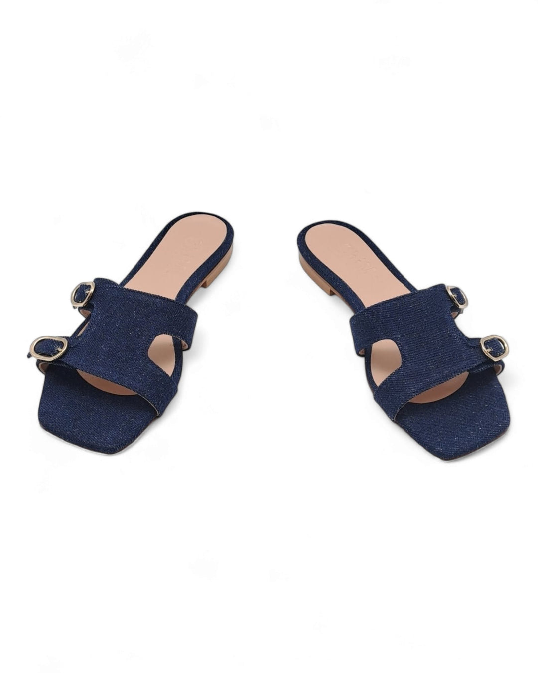 Ciabattina Fibbiette Jeans Blu