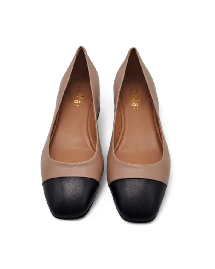 Ballerina Bicolor Nappa nero / Nappa Beige