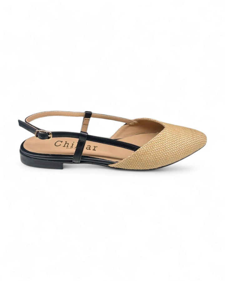 ChiMar Rafia Slingback Beige/Black