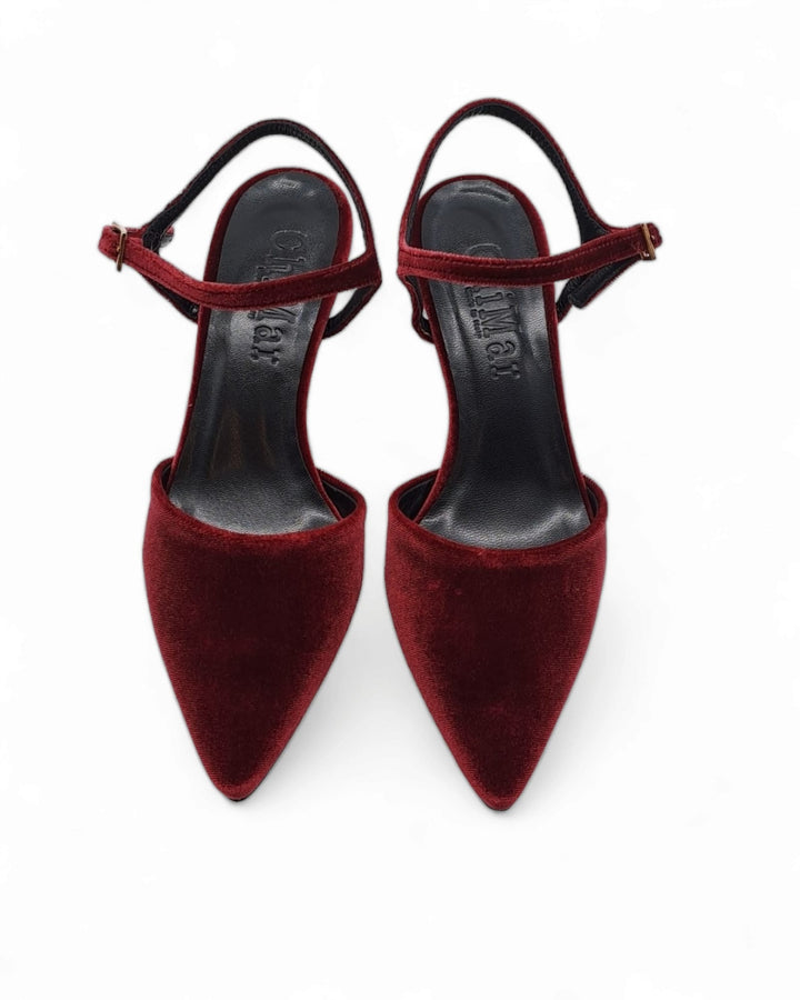 Slingback T5,5 velluto bordeaux