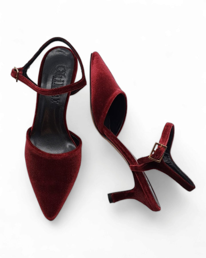 Slingback T5,5 velluto bordeaux