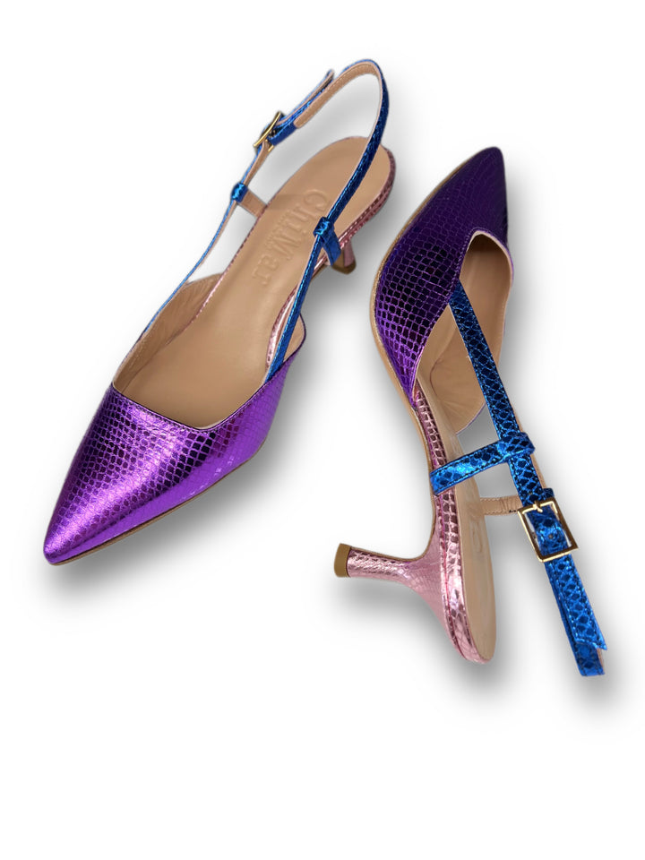 Slingback T5,5 Stampa Viola/Bluette/Rosa