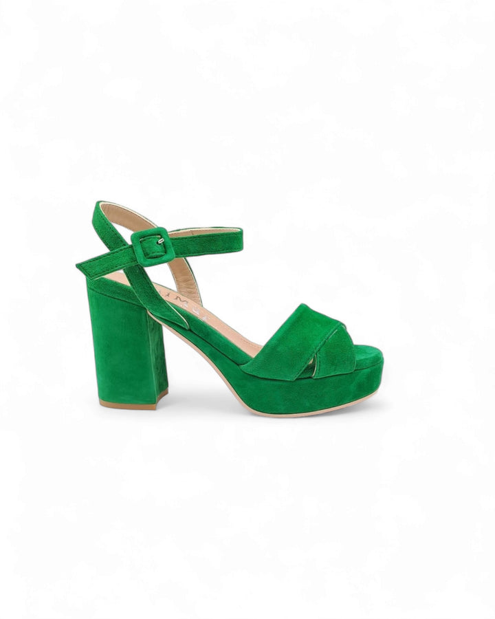 Green Suede Plateau Sandal