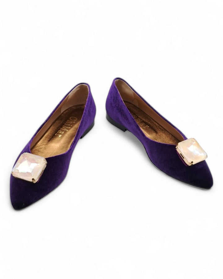 Crystal Purple Velvet Ballerina