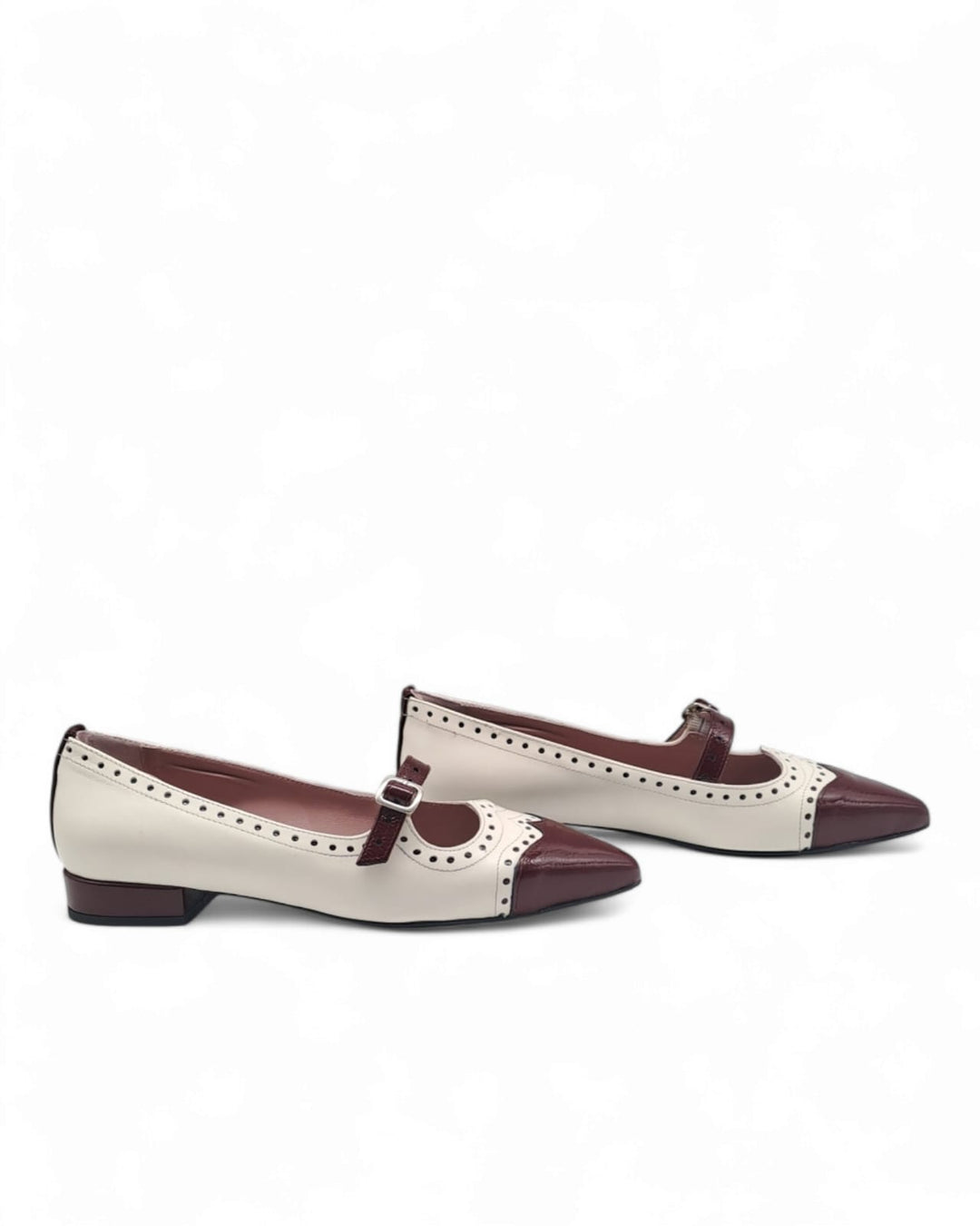 Mary Jane Walter Finish bordeaux  Off White