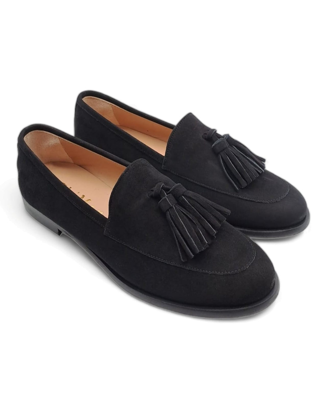 Manal Tassel Moccasin Black Suede