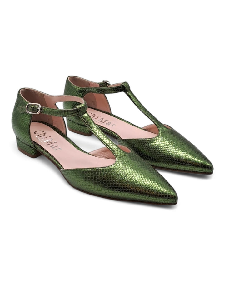 Slingback Manuela  Stampa Pitone Verde