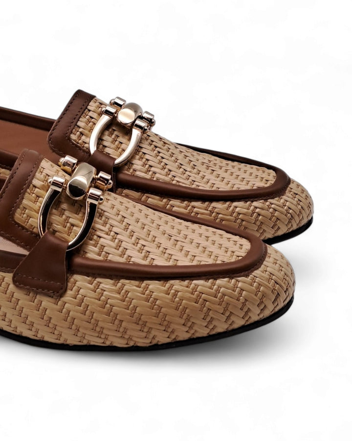 Raffia/Leather Moccasin