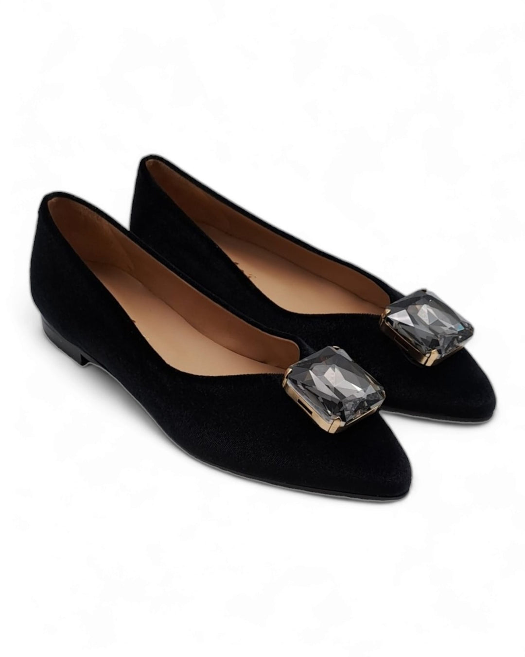 Crystal Black Velvet Ballerina