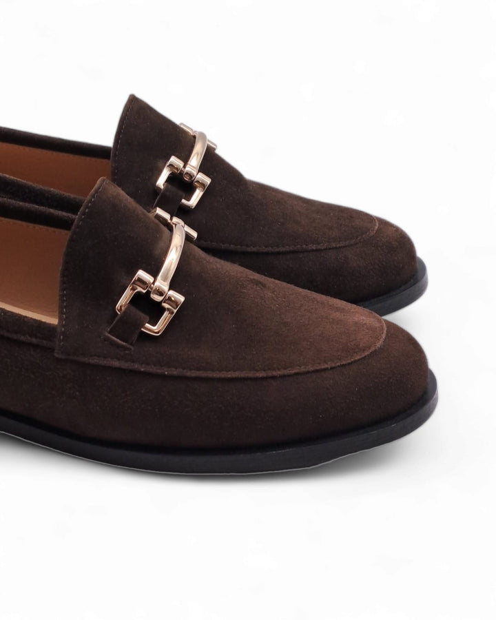 Dark brown suede moccasin