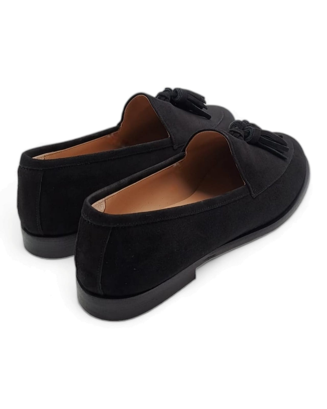 Manal Tassel Moccasin Black Suede