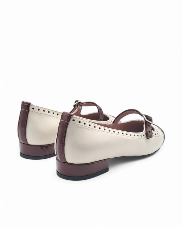 Mary Jane Walter Finish bordeaux  Off White