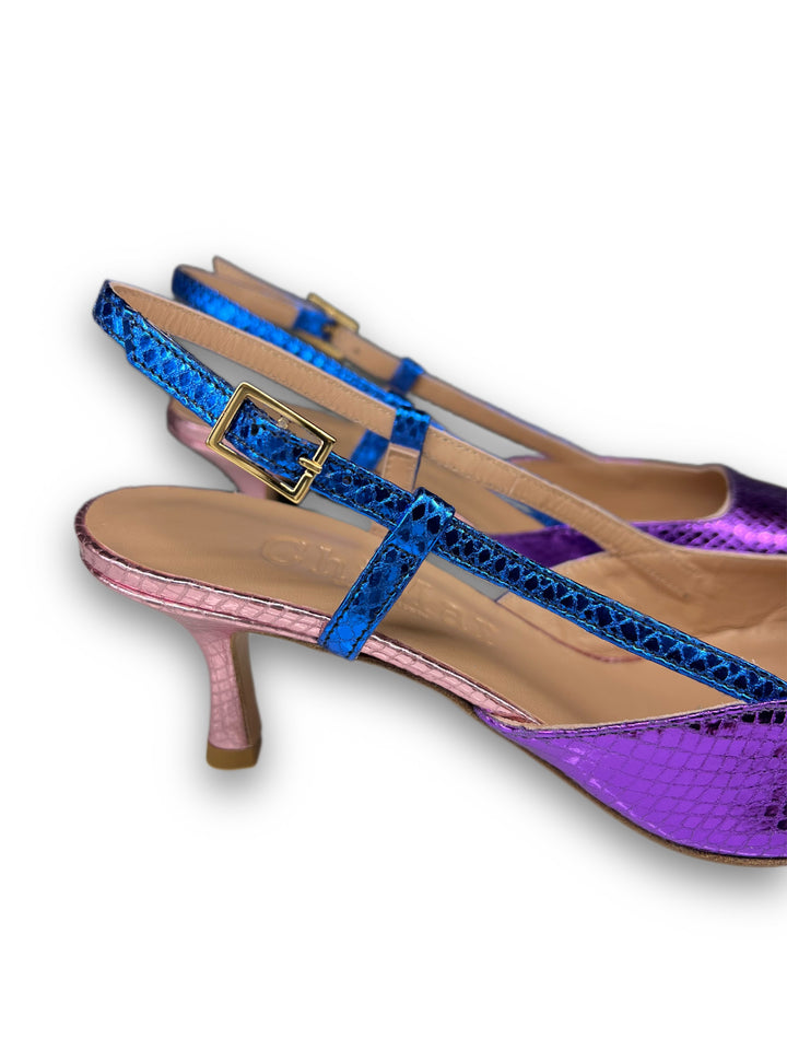 Slingback T5,5 Stampa Viola/Bluette/Rosa