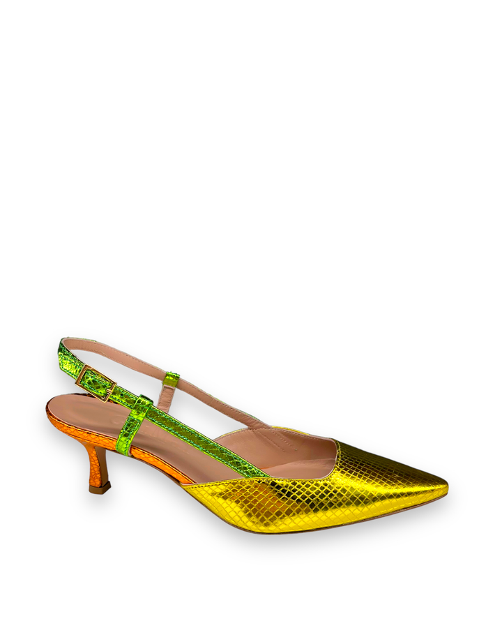 Slingback T5,5 Stampa Giallo/Verde/Arancio