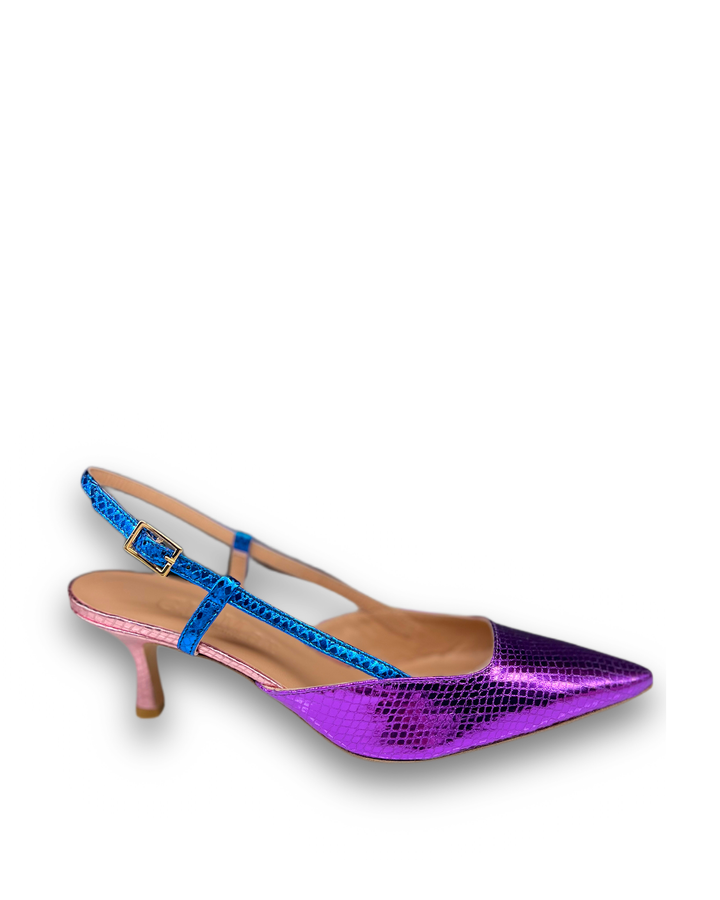 Slingback T5,5 Stampa Viola/Bluette/Rosa