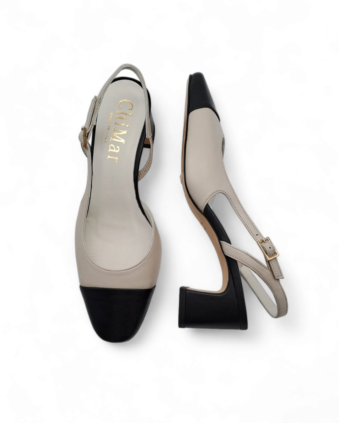 Slingback Ginevra  Nappa Milk/ Nero