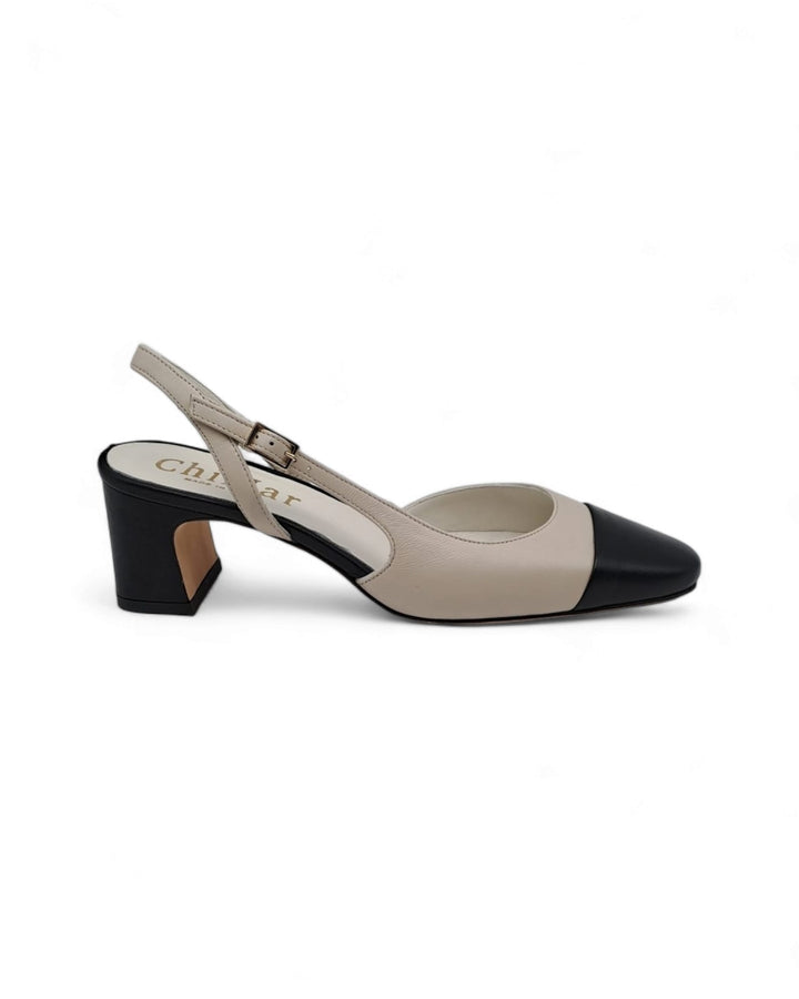 Slingback Ginevra  Nappa Milk/ Nero