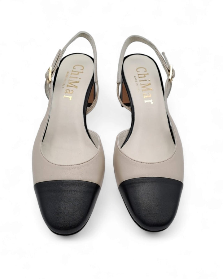 Slingback Ginevra  Nappa Milk/ Nero