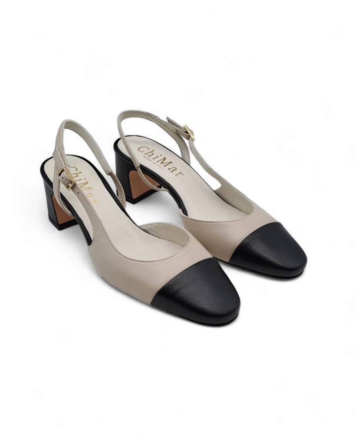 Slingback Ginevra  Nappa Milk/ Nero