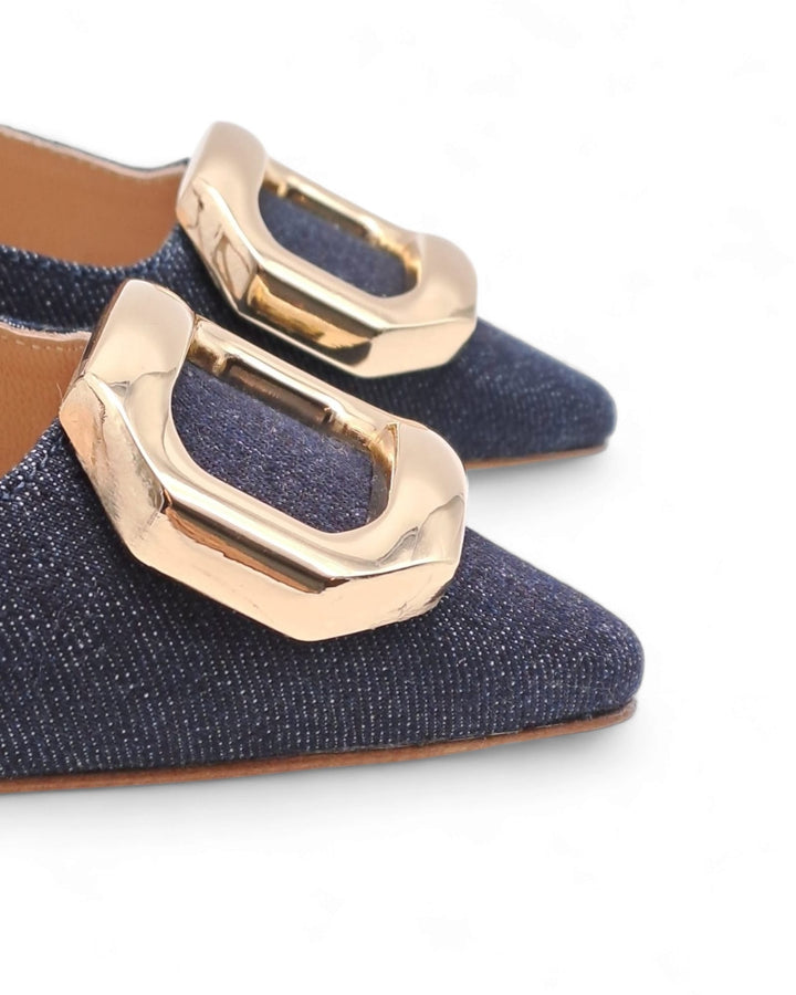 Slingback T5,5 Jeans Blu / Cuoio