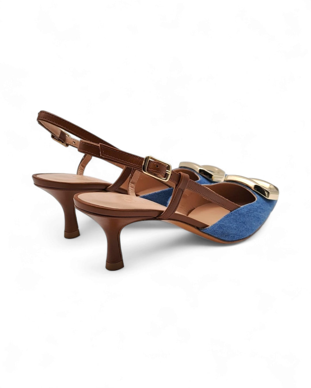 Slingback T5,5 Jeans Azzurro  / Cuoio