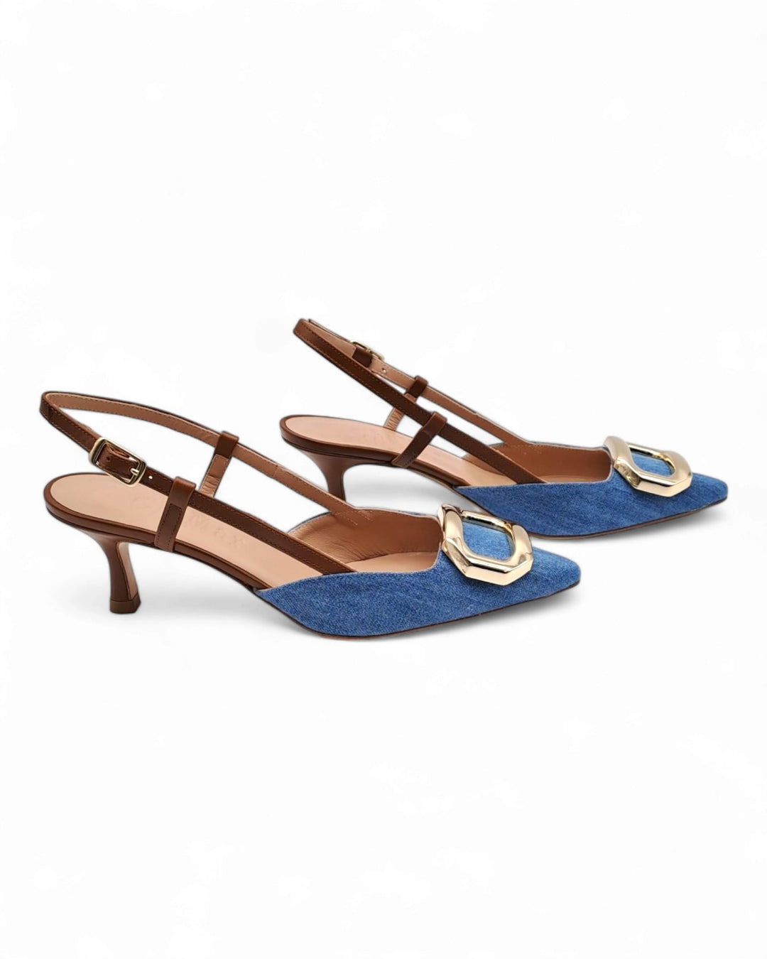 Slingback T5,5 Jeans Azzurro  / Cuoio