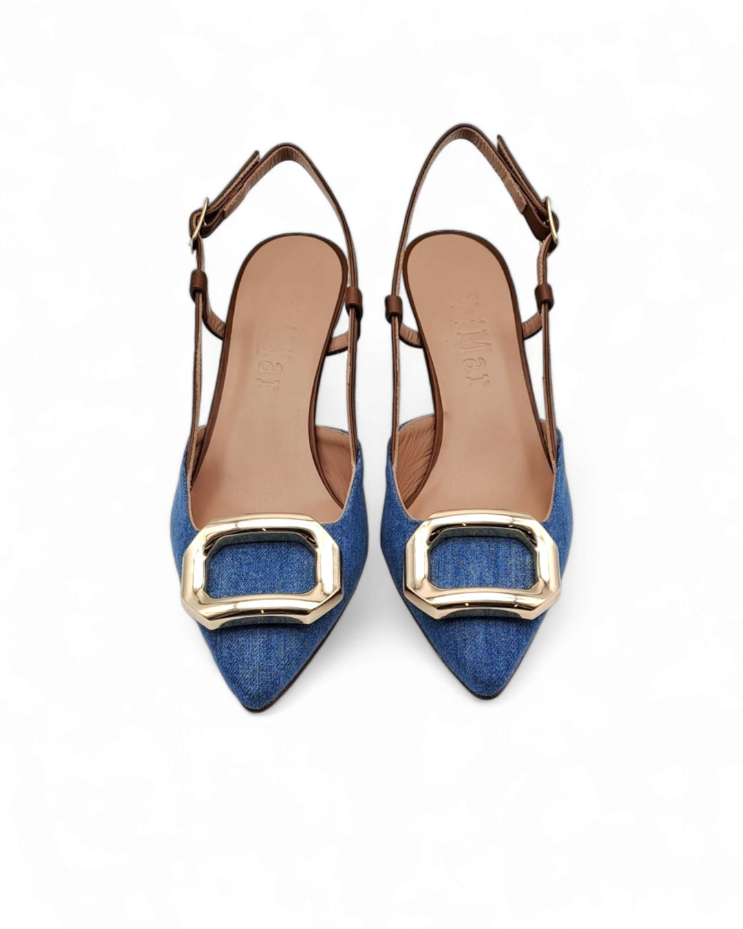 Slingback T5,5 Jeans Azzurro  / Cuoio