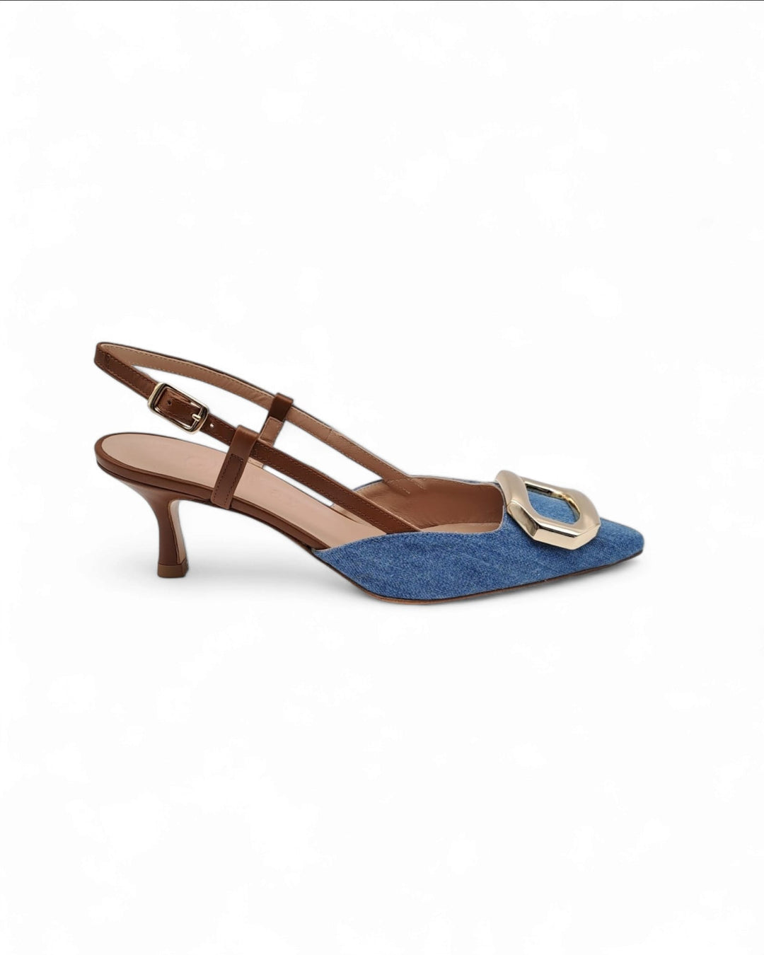 Slingback T5,5 Jeans Azzurro  / Cuoio