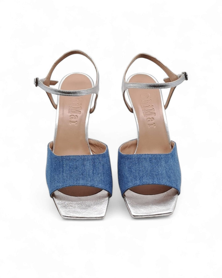 Sandalo Cloe  T. 7,5  Jeans Azzurro  /Argento