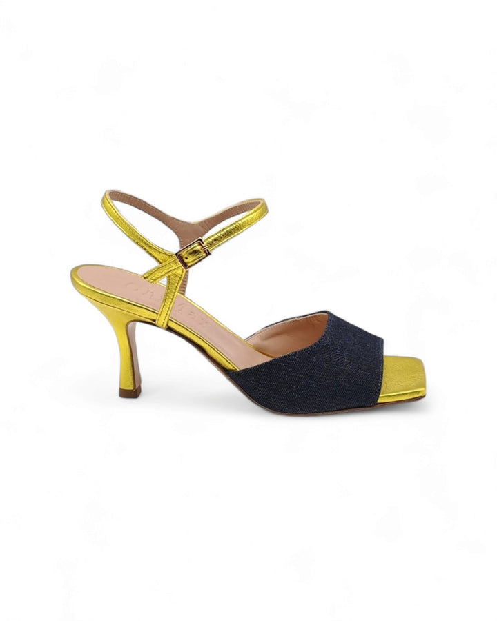 Sandalo Cloe  T. 7,5  Jeans Blu /Giallo