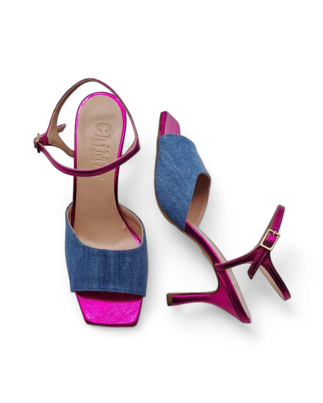 Sandalo Cloe  T. 7,5  Jeans Azzurro / Fucsia