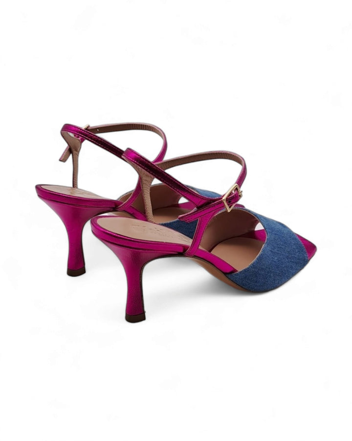 Cloe T. 7.5 Jeans Sandal Light Blue / Fuchsia