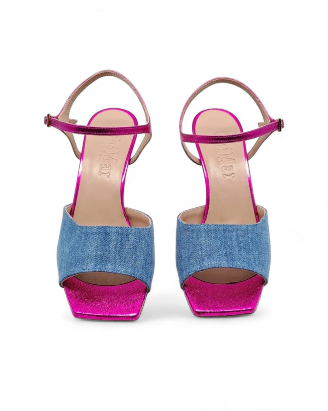 Sandalo Cloe  T. 7,5  Jeans Azzurro / Fucsia