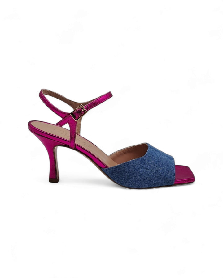 Cloe T. 7.5 Jeans Sandal Light Blue / Fuchsia